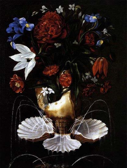 Juan de Espinosa Still-Life with Shell Fountain and Flowers oil painting image